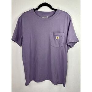 Carhartt T Shirt Womens Sz Medium Lavender Loose Fit Pullover Short Sleeve